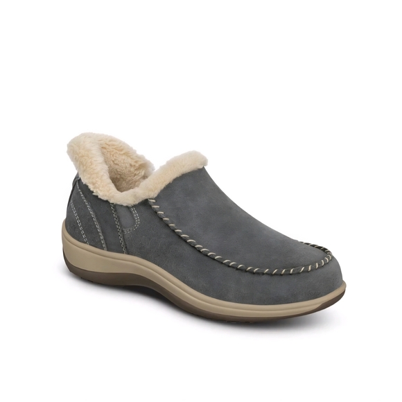 Orthofeet Shoes - Orthofeet Women's Lorin Hands-Free Suede Slipper-Shoes Gray